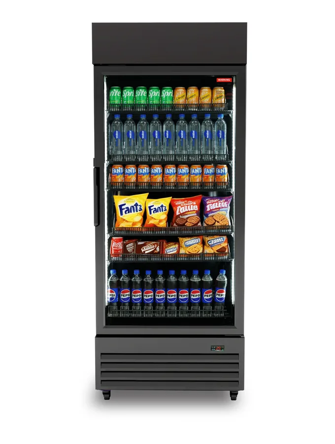 Snack and drink combo cooler stocked with crisps and bottled drinks